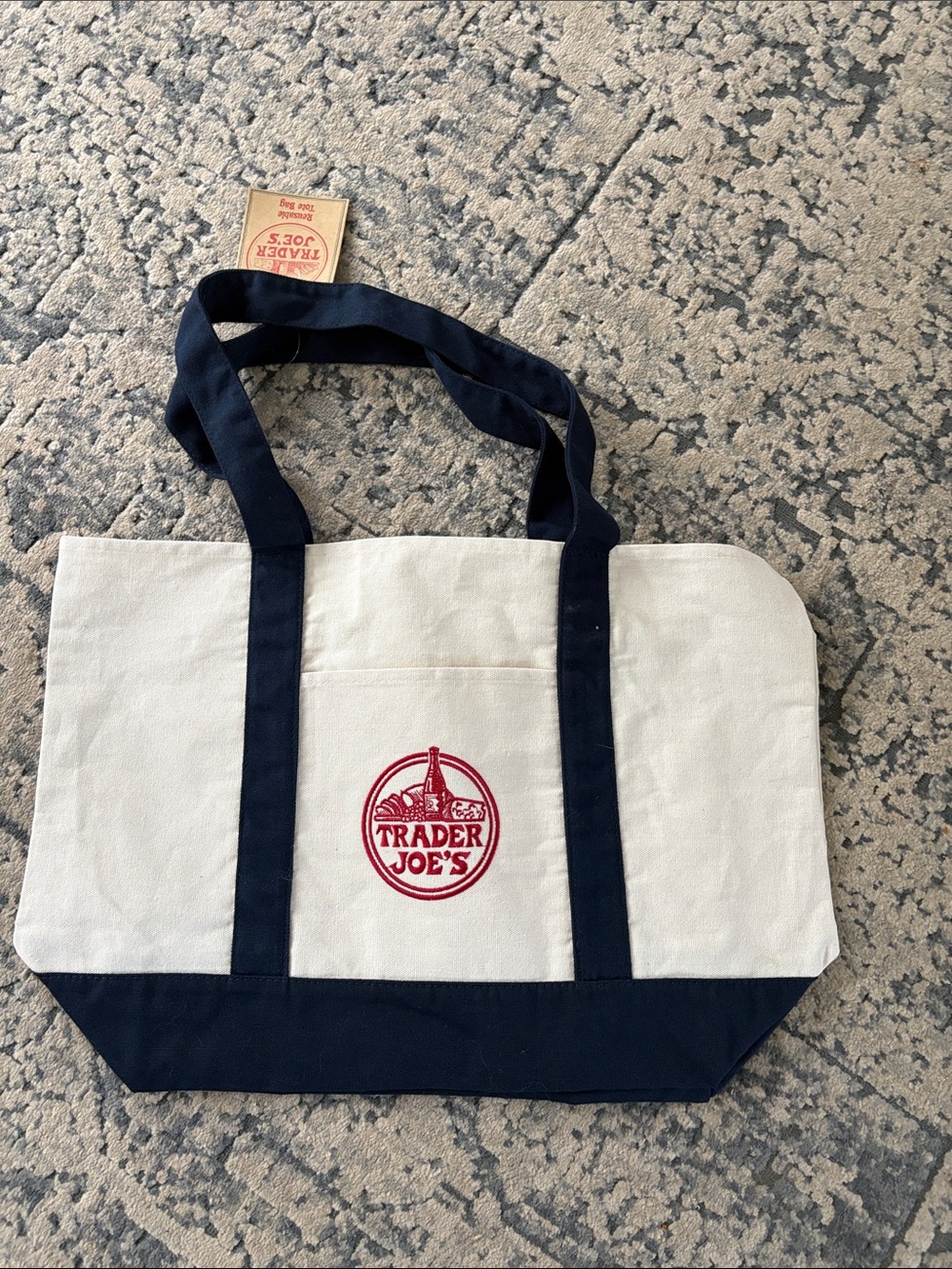 Trader Joe's Navy and White Canvas Tote